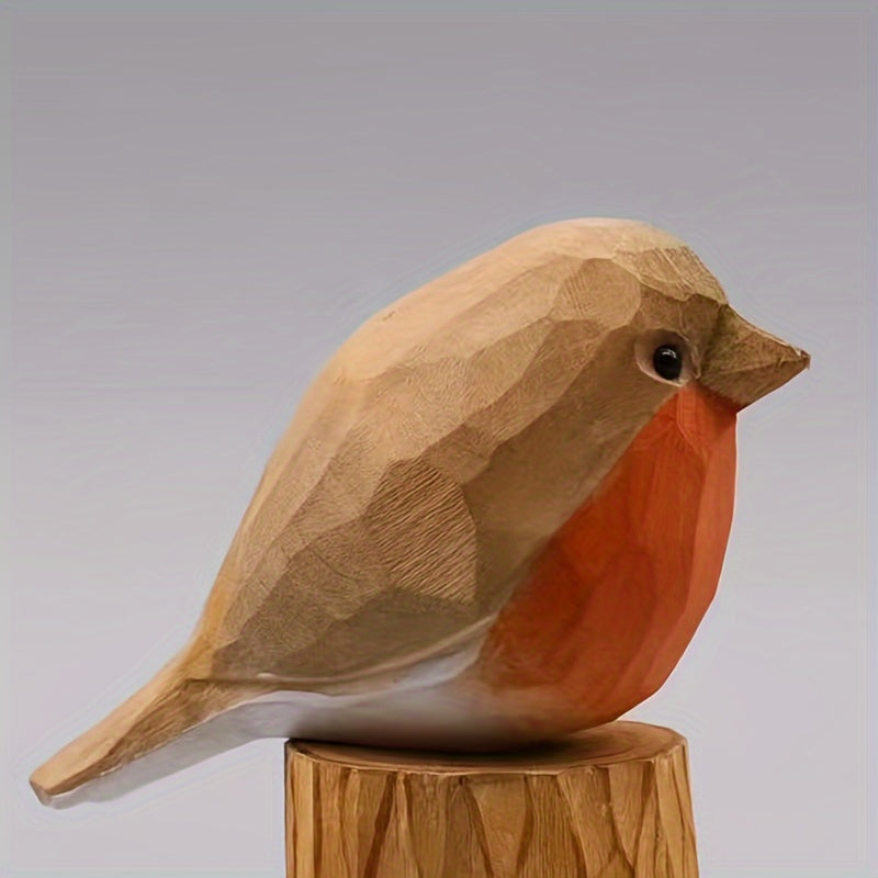 Hand-Carved Wooden Bird Figurine