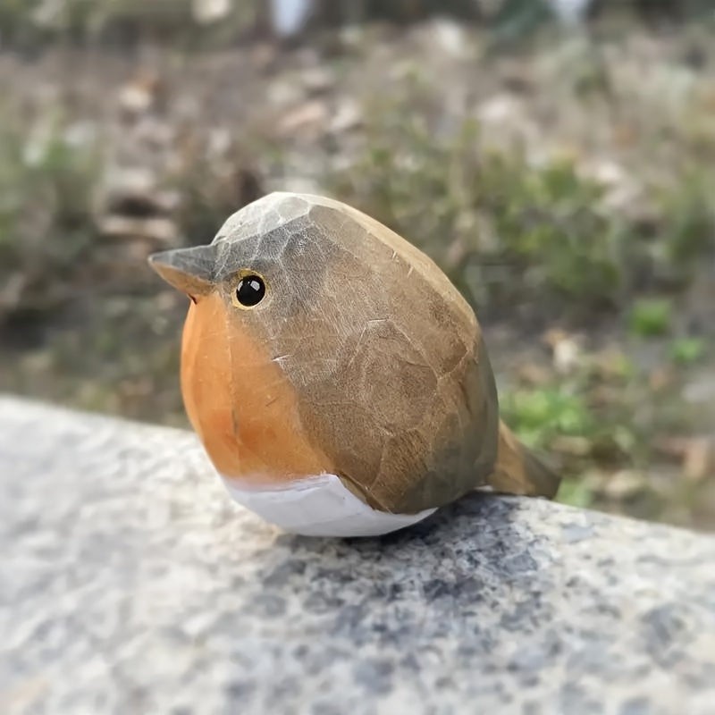 Hand-Carved Wooden Bird Figurine
