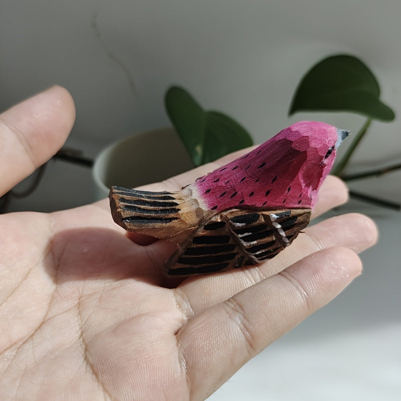 Hand-Carved Wooden Bird Figurine