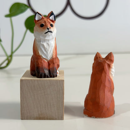 Handcrafted wooden fox figurine