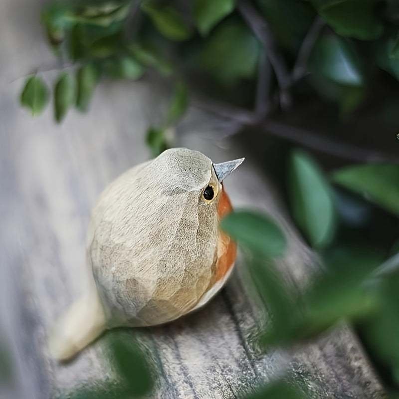 Hand-Carved Wooden Bird Figurine