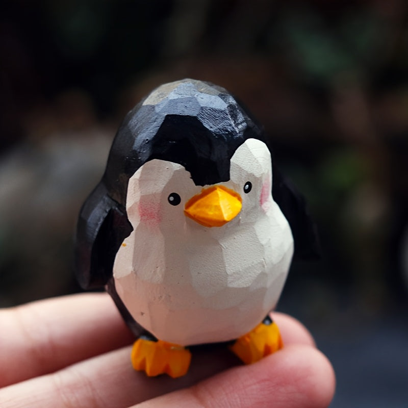 Hand-Carved Emperor Penguin Wooden Figurine