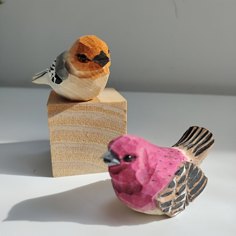 Hand-Carved Wooden Bird Figurine