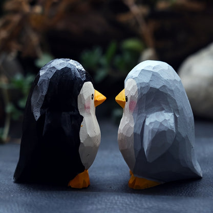 Hand-Carved Emperor Penguin Wooden Figurine