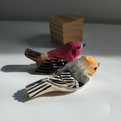 Hand-Carved Wooden Bird Figurine