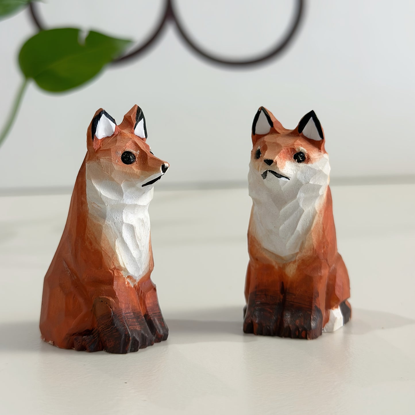 Handcrafted wooden fox figurine