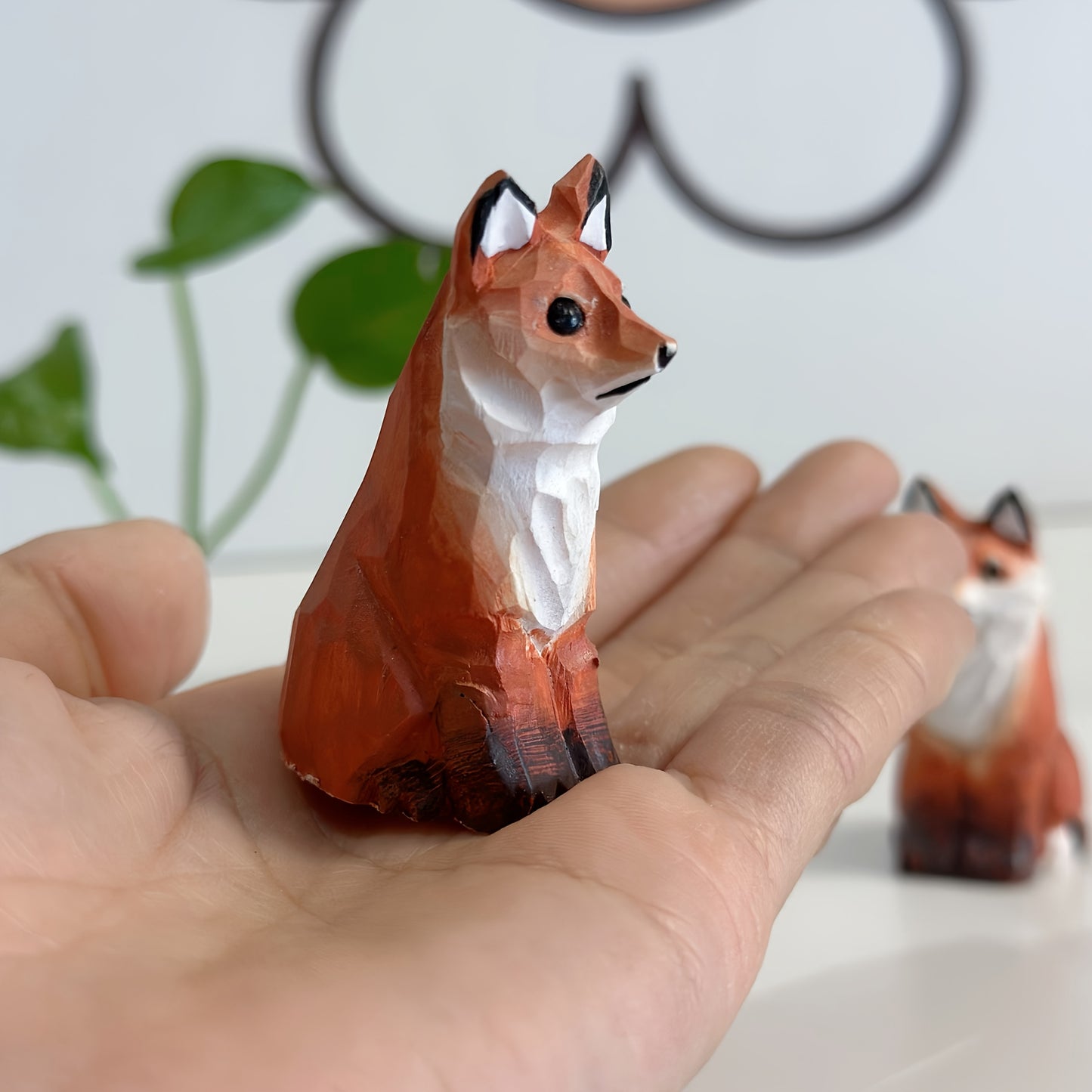 Handcrafted wooden fox figurine