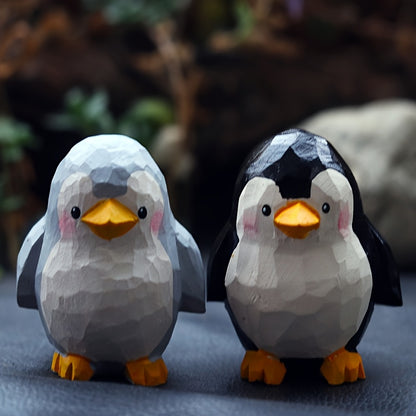Hand-Carved Emperor Penguin Wooden Figurine