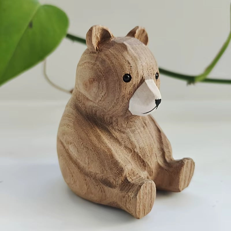 Hand-carved wooden bear
